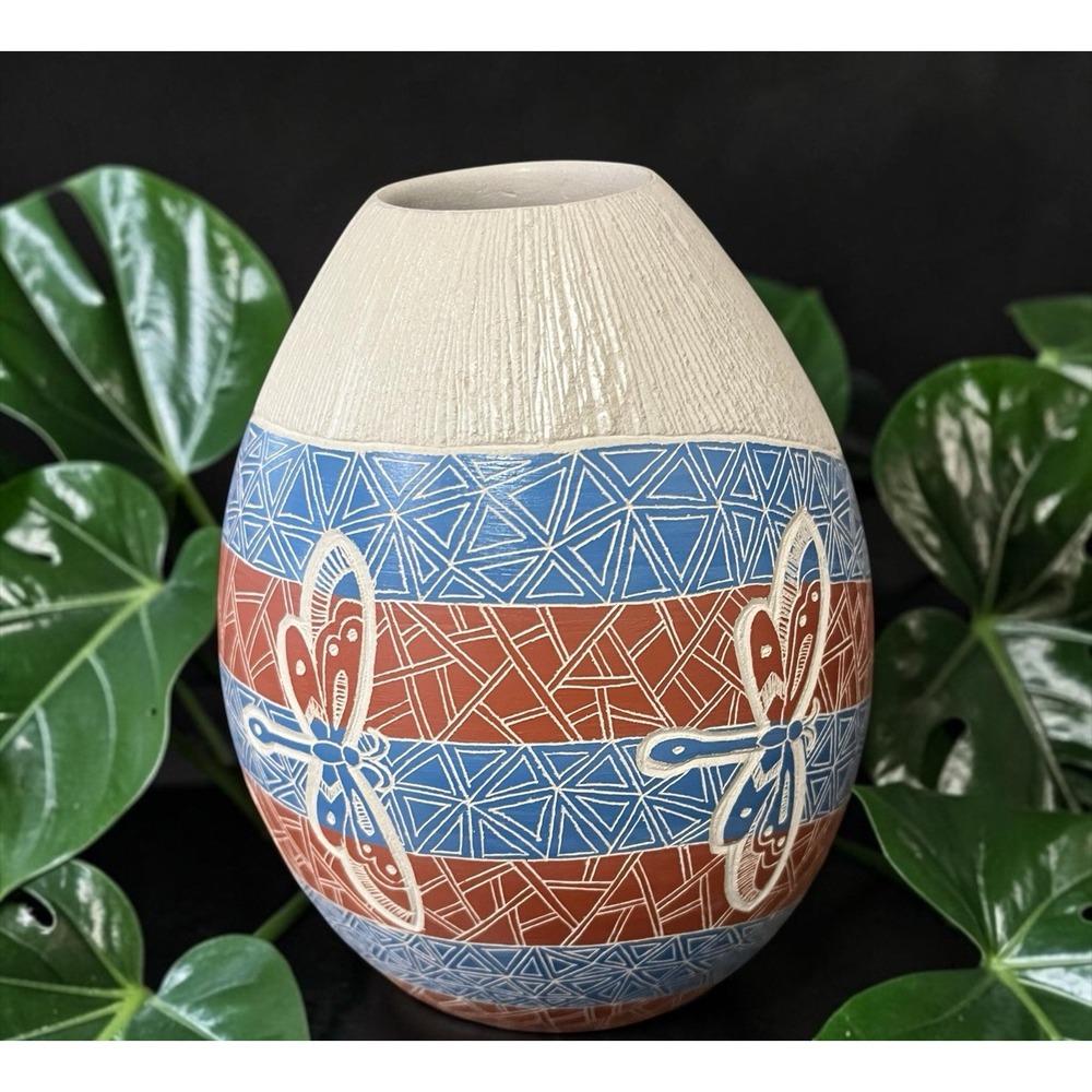 Mata Ortiz Pottery Mariela Tena Hernandez Dragonfly Jar Vase Olla Mexican Art